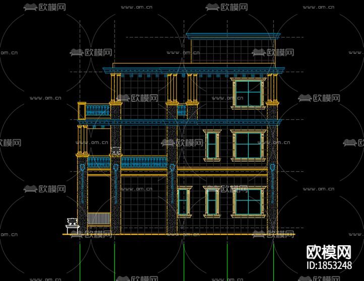 欧式别墅cad平面图下载（渲染图4）