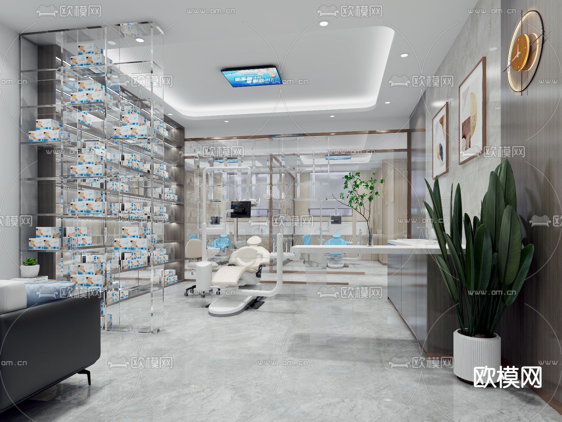现代牙科医院免费3d模型下载