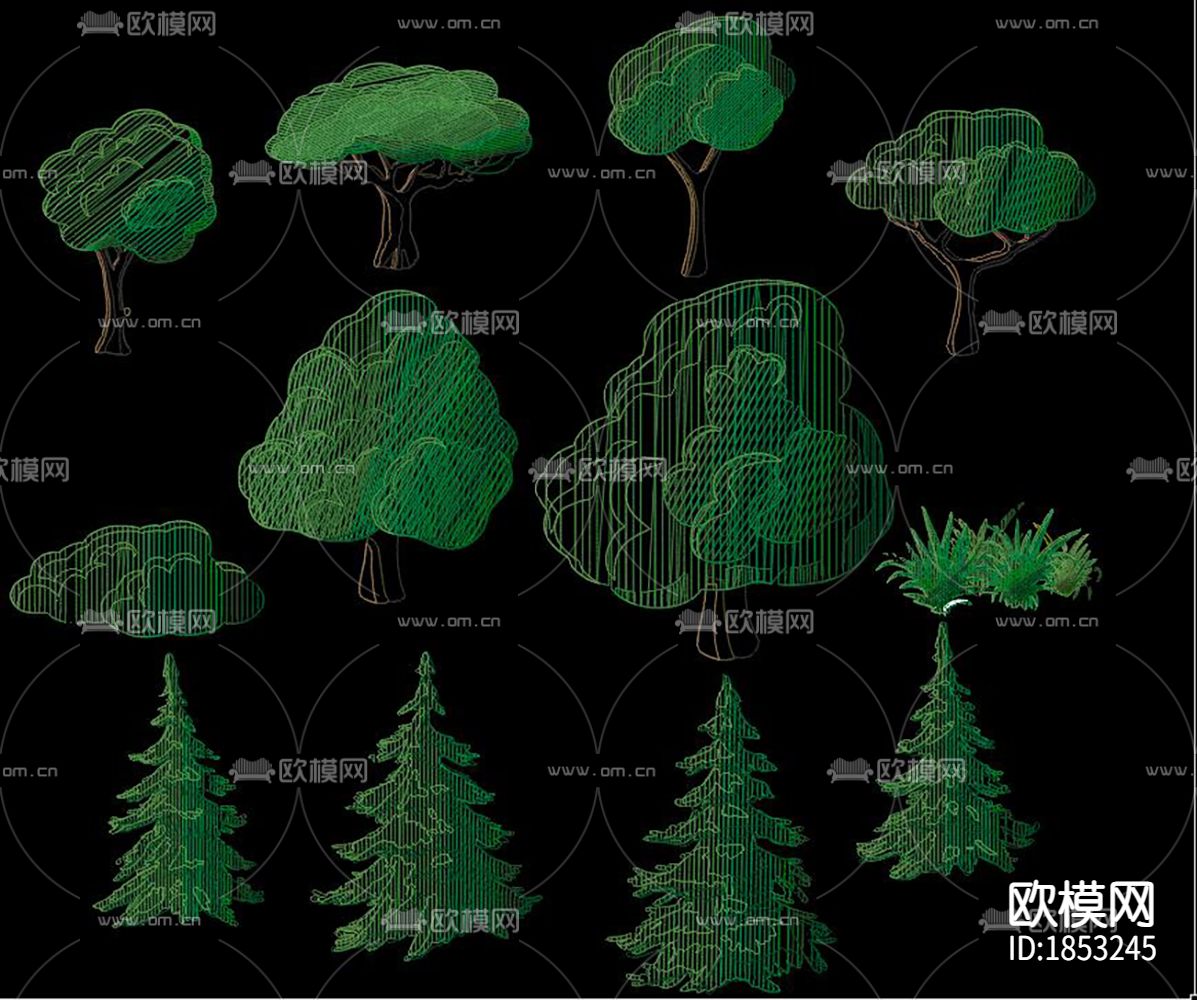 卡通花草树木cad图库下载（渲染图3）