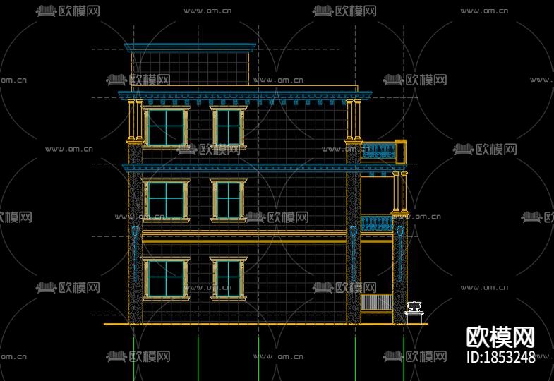 欧式别墅cad平面图下载（渲染图5）