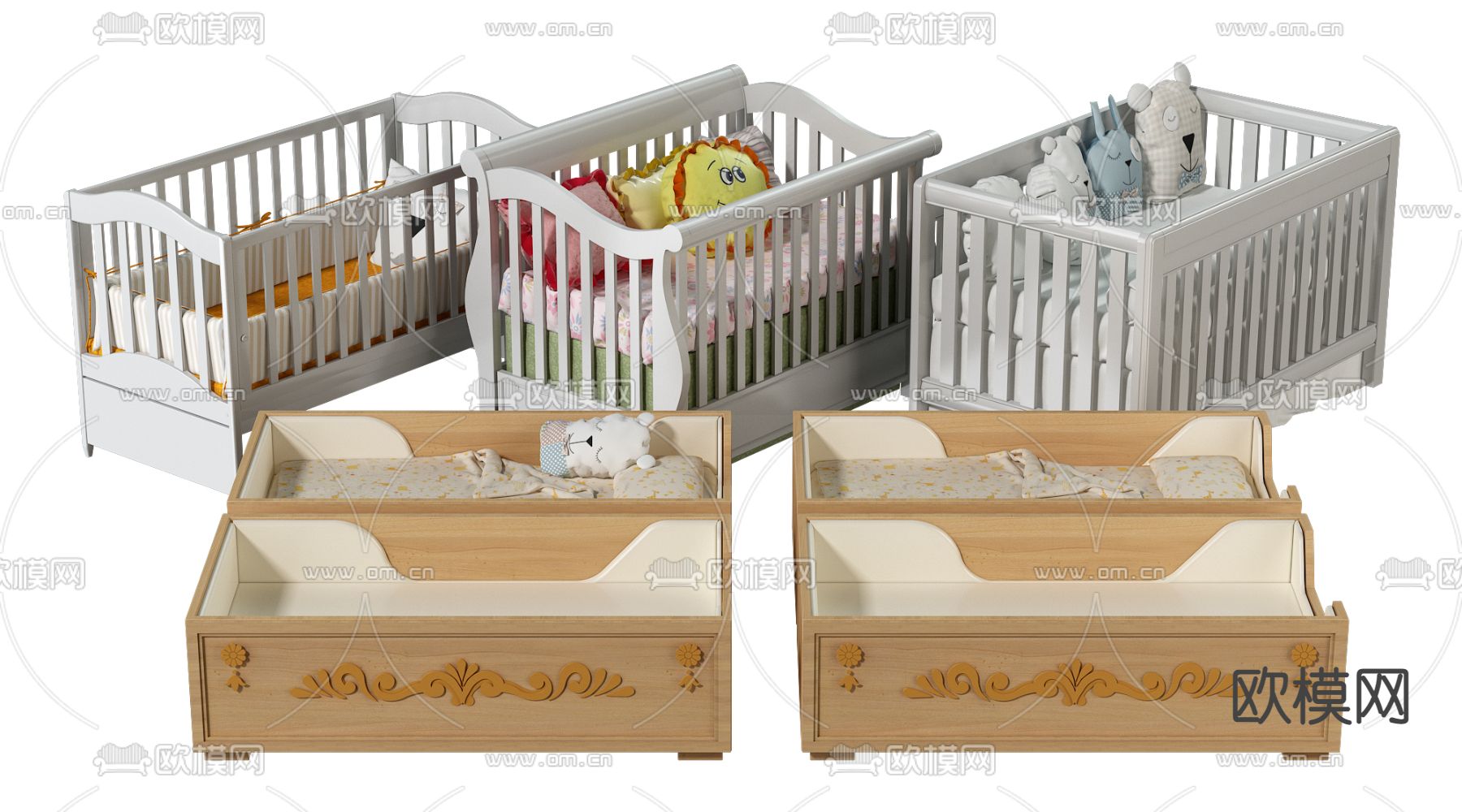 北欧婴儿床3d模型下载