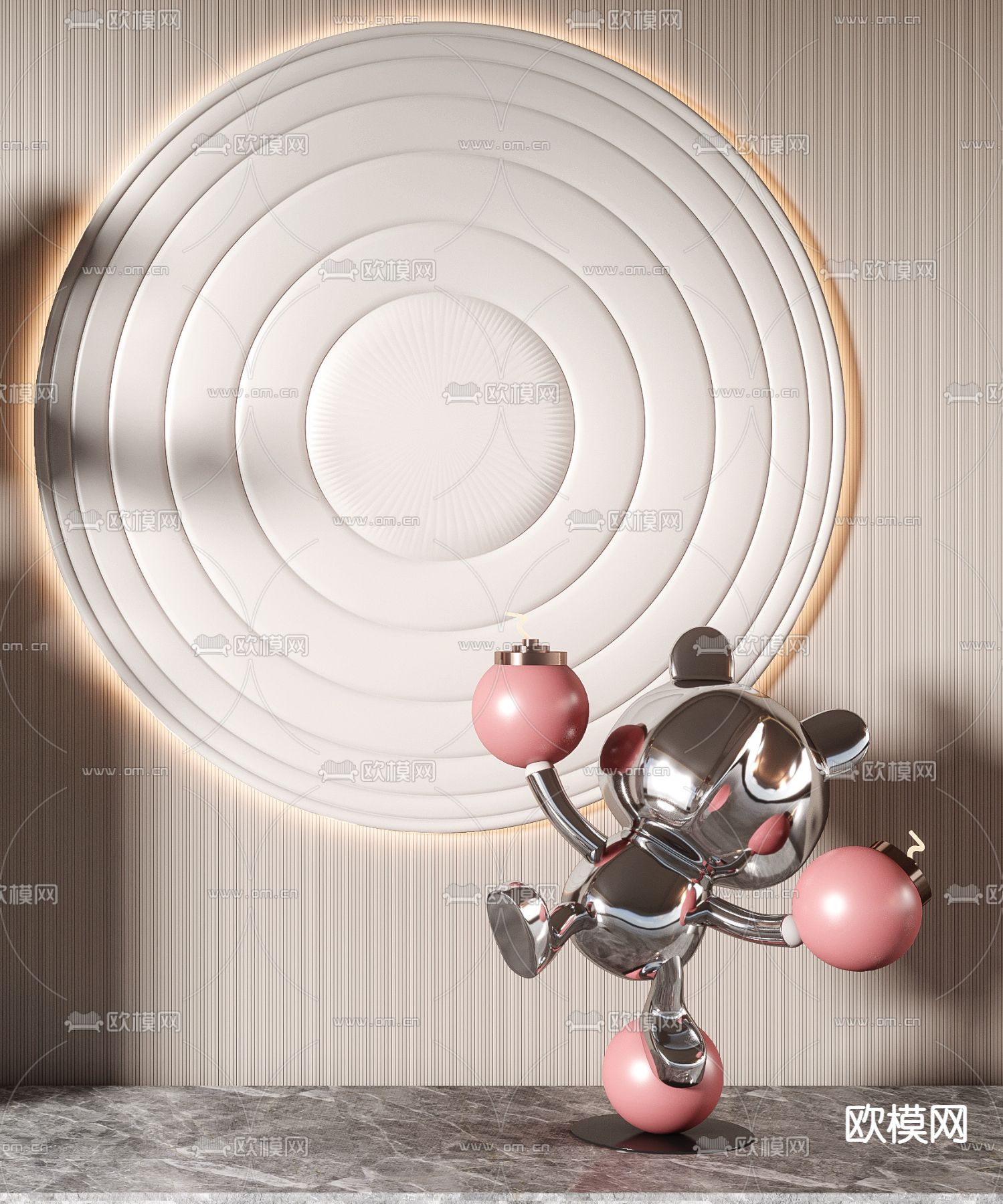 现代雕塑摆件3d模型