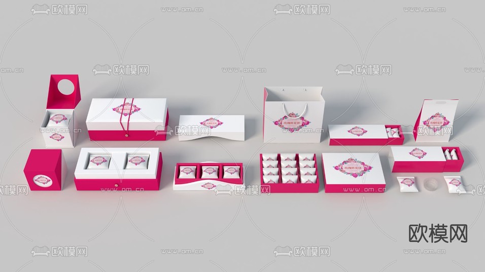 现代鲜花饼包装3d模型下载