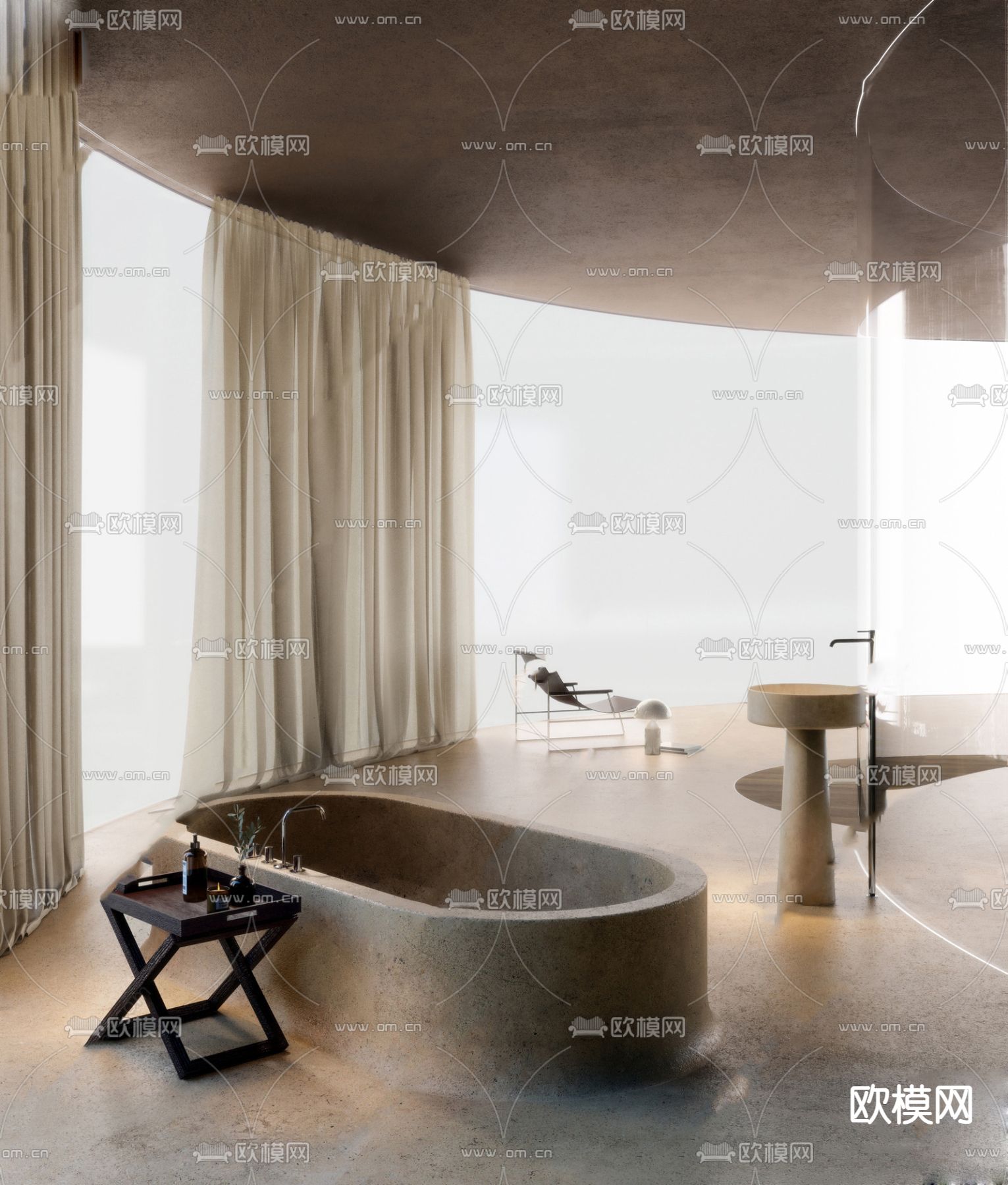 侘寂洗手间su模型下载