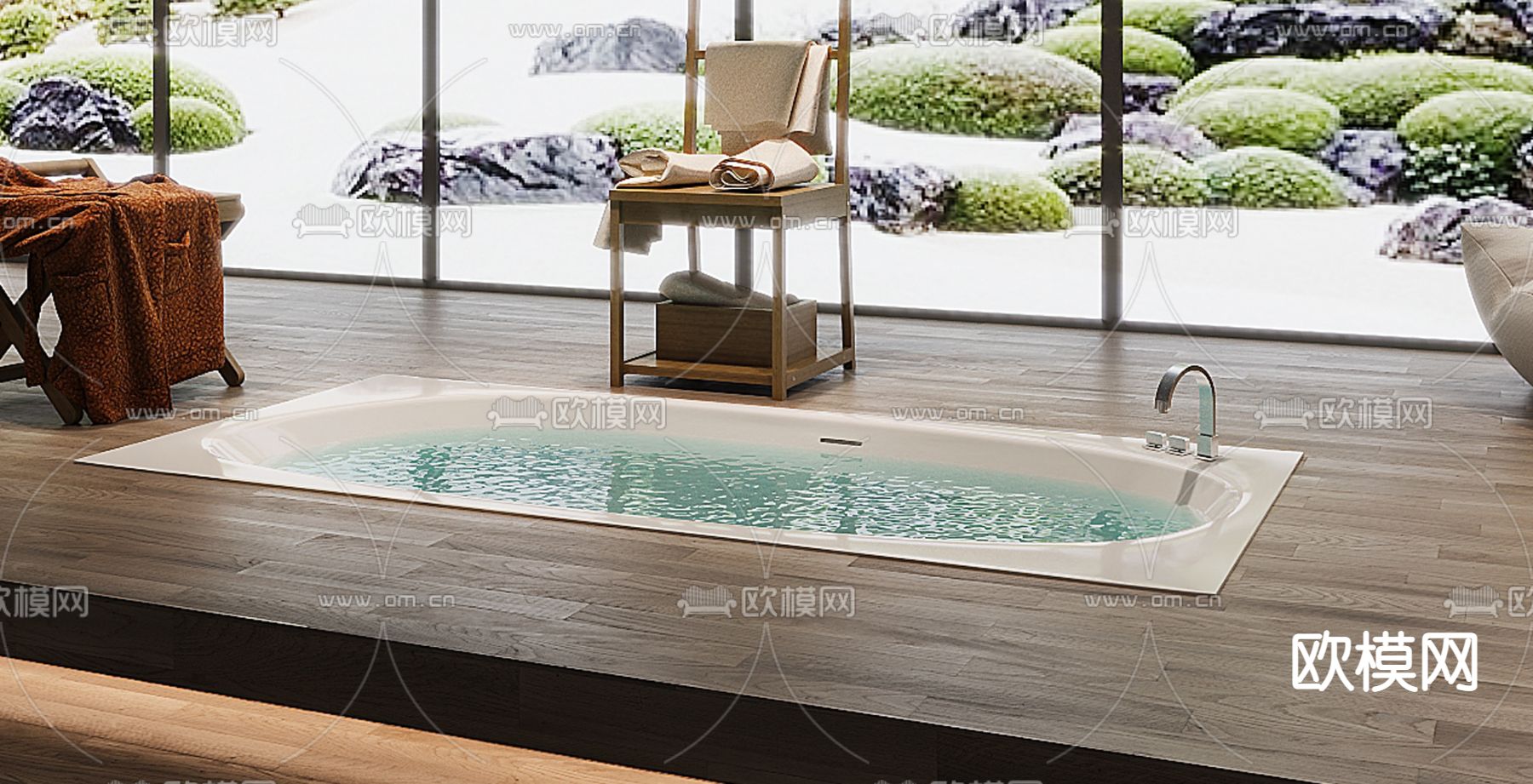 现代SPA养生会所浴室3d模型下载（渲染图2）
