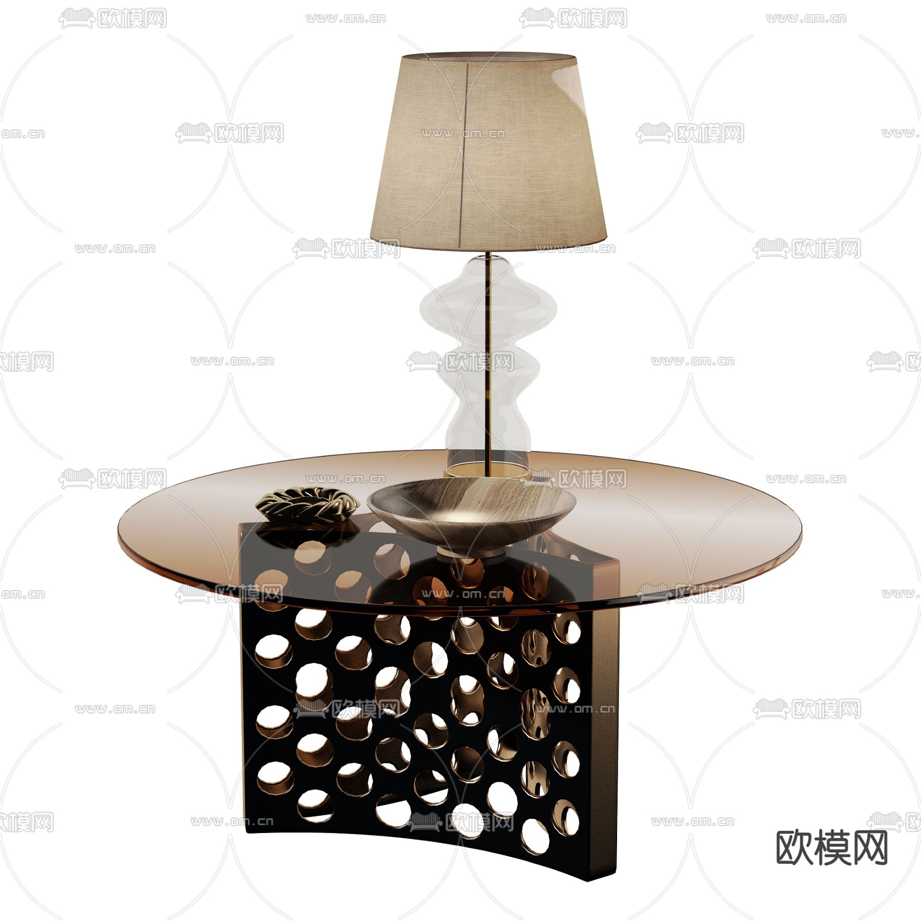 现代玻璃圆茶几3d模型下载