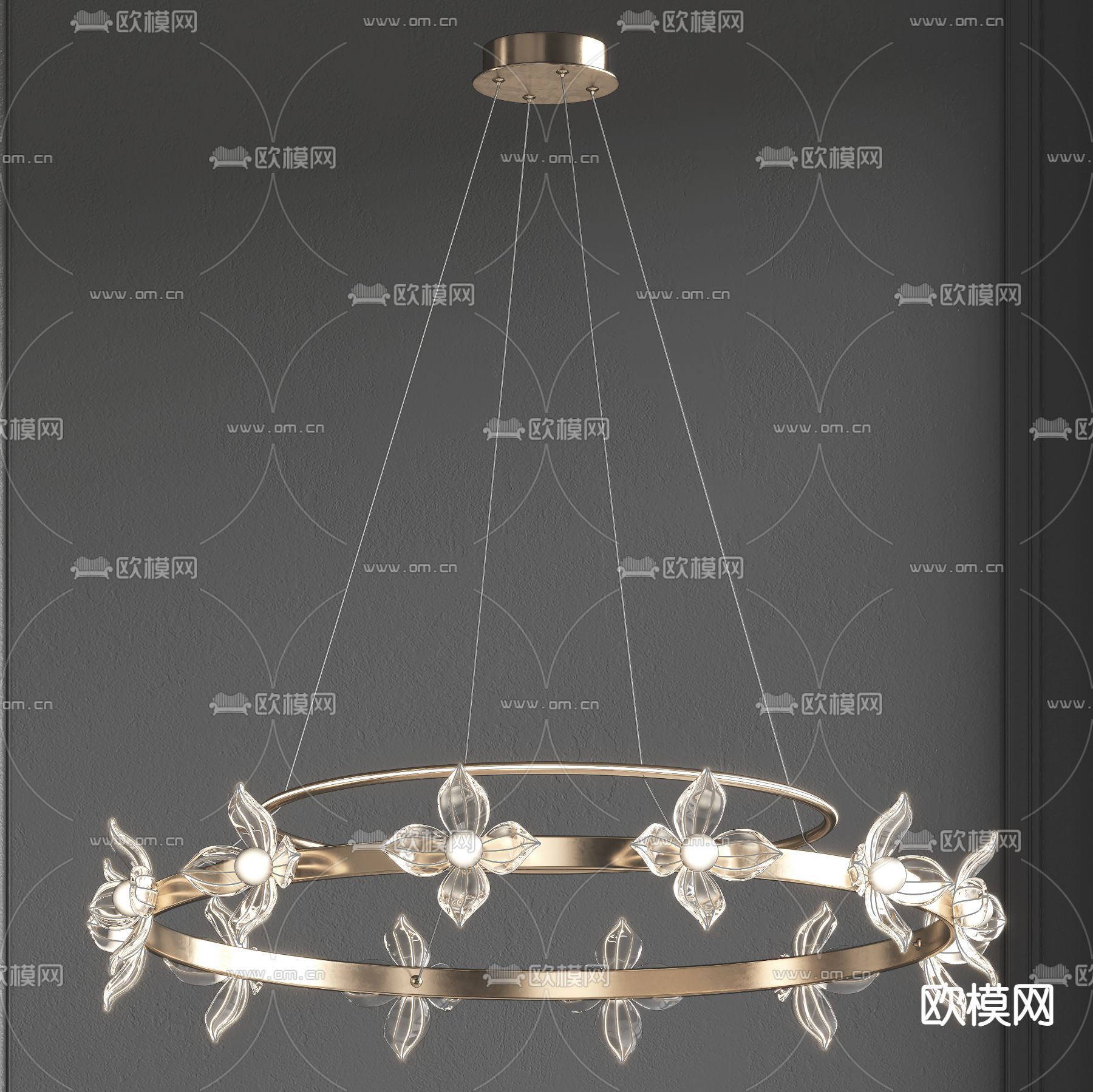 新中式轻奢吊灯su模型下载（渲染图1）