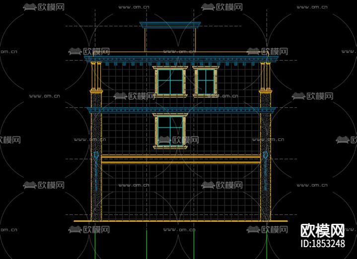 欧式别墅cad平面图下载（渲染图3）