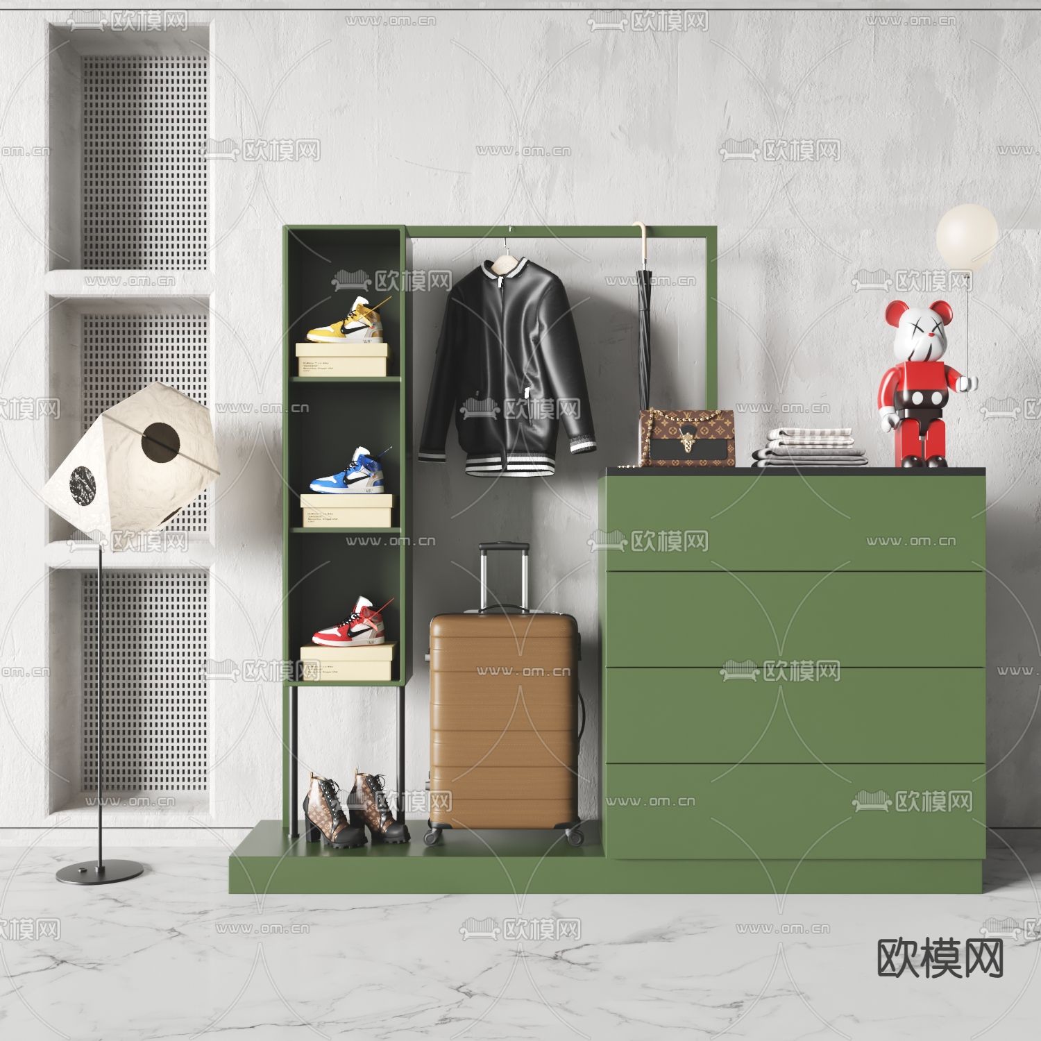 现代玄关鞋柜边柜3d模型