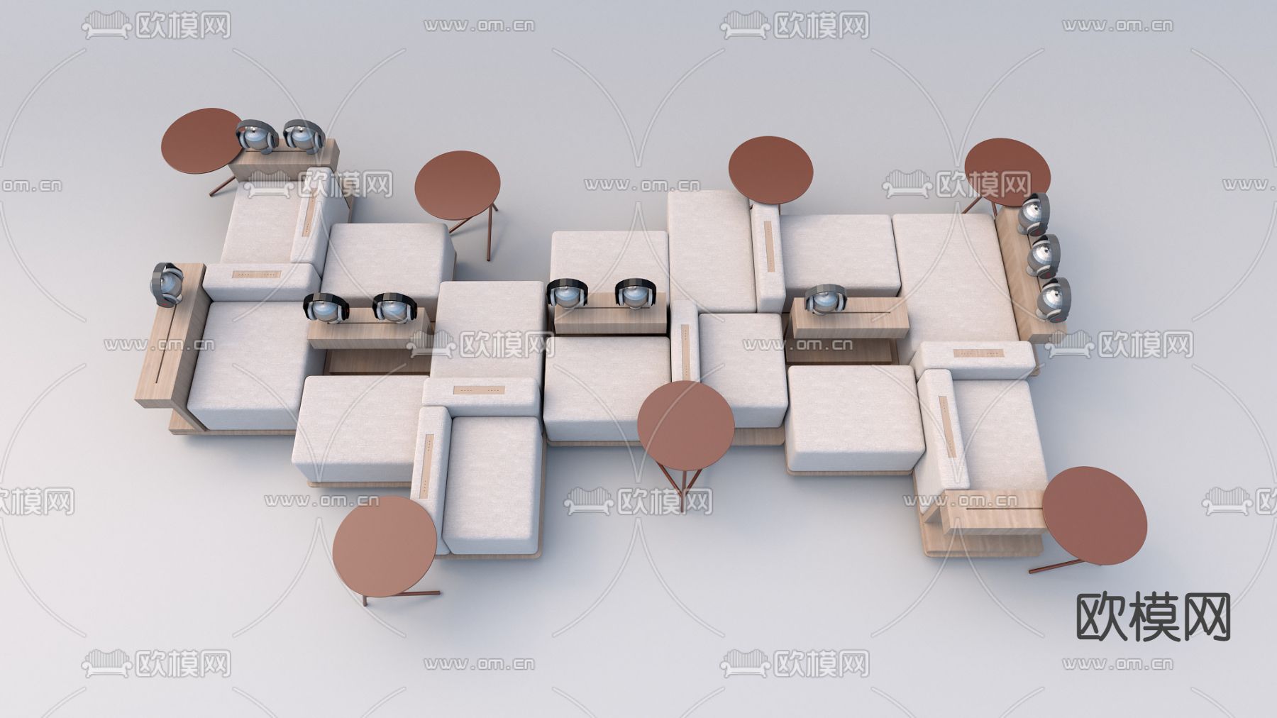 现代布艺组合沙发su模型下载（渲染图2）