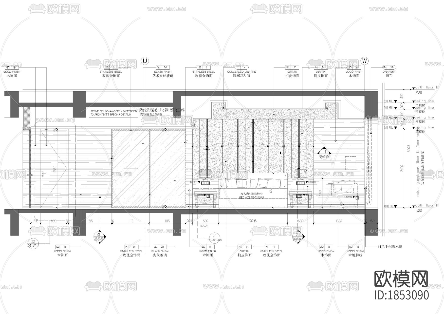 软装方案cad大样图下载（渲染图2）