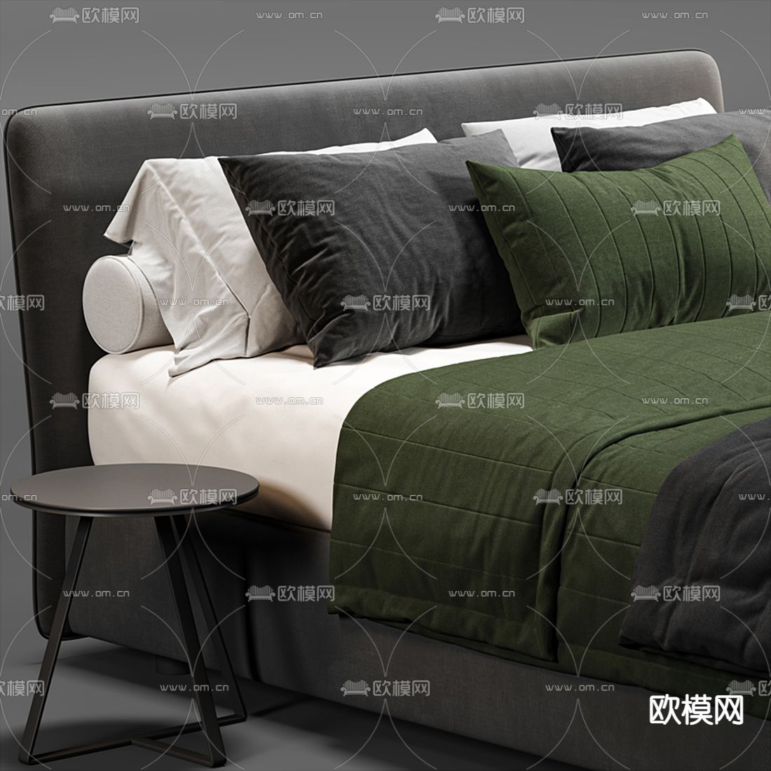 Bonaldo 现代布艺双人床3d模型下载（渲染图2）