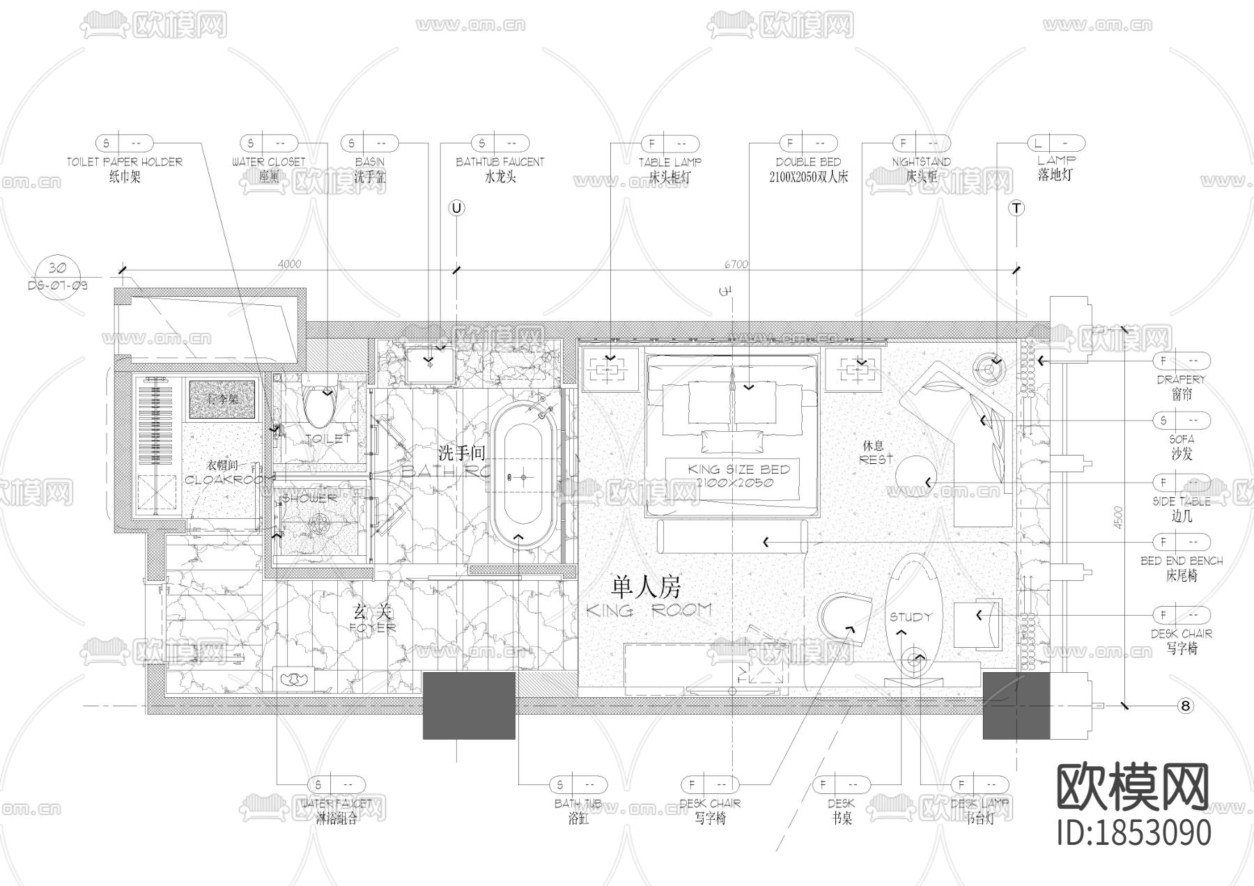 软装方案cad大样图下载（渲染图1）
