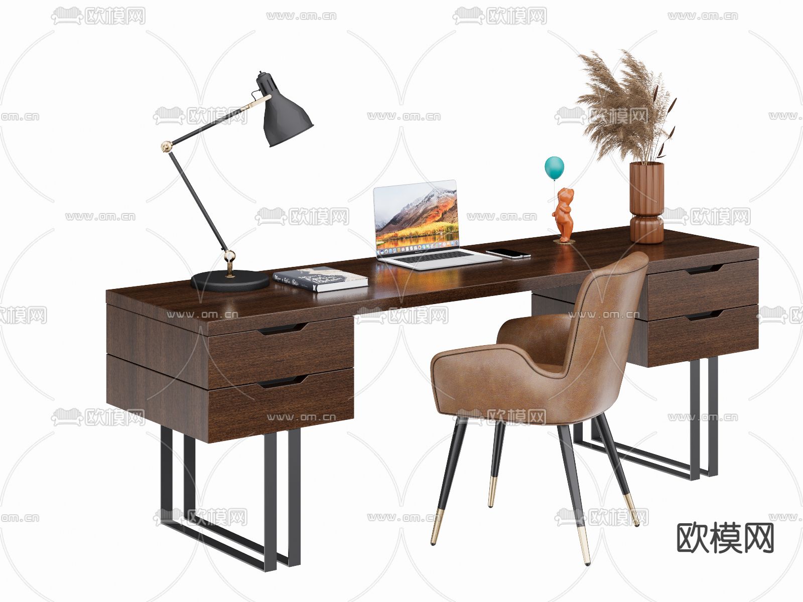 现代书桌椅su模型下载