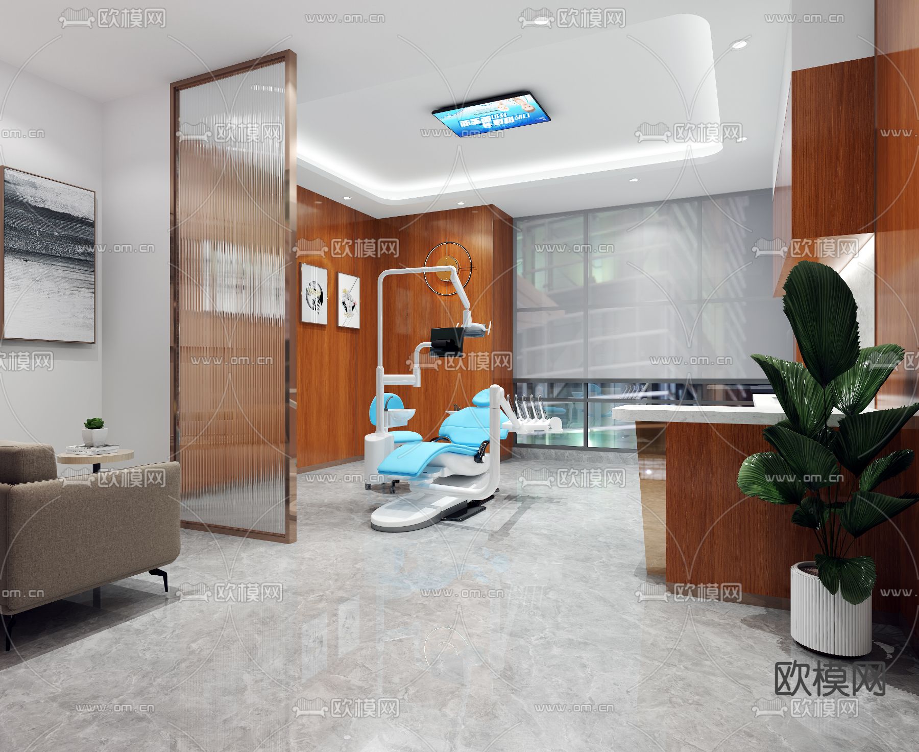 现代牙科医院免费3d模型下载（渲染图1）