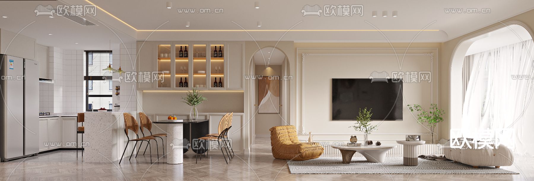 简美客餐厅3d模型下载（渲染图2）