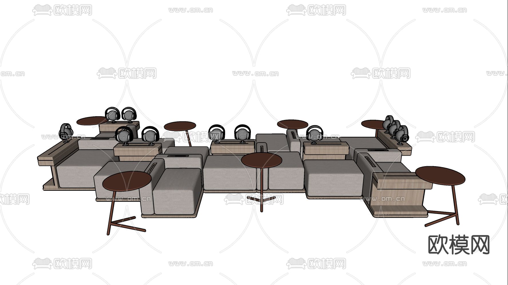 现代布艺组合沙发su模型下载（渲染图5）