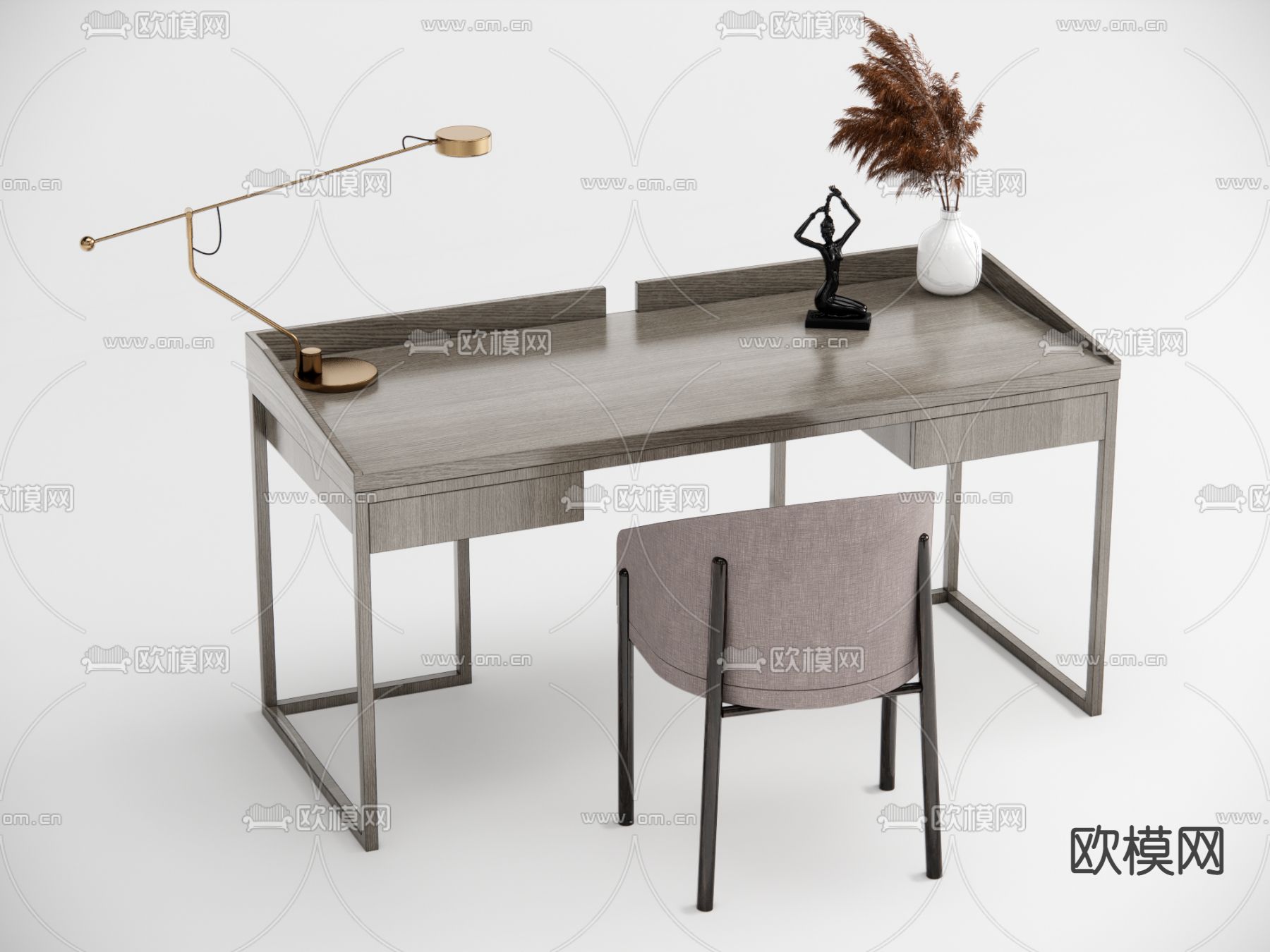 现代书桌椅su模型下载（渲染图2）