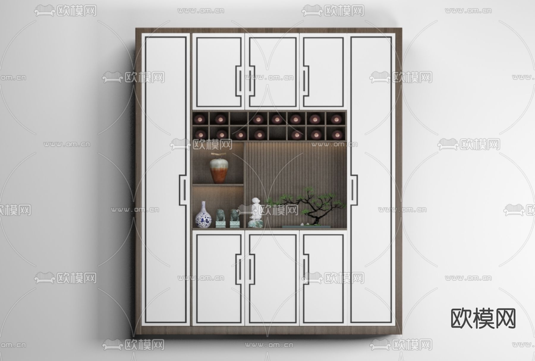 新中式酒柜免费3d模型下载