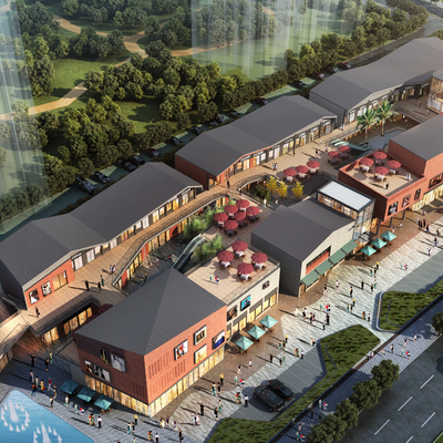 现代商业街鸟瞰3d模型