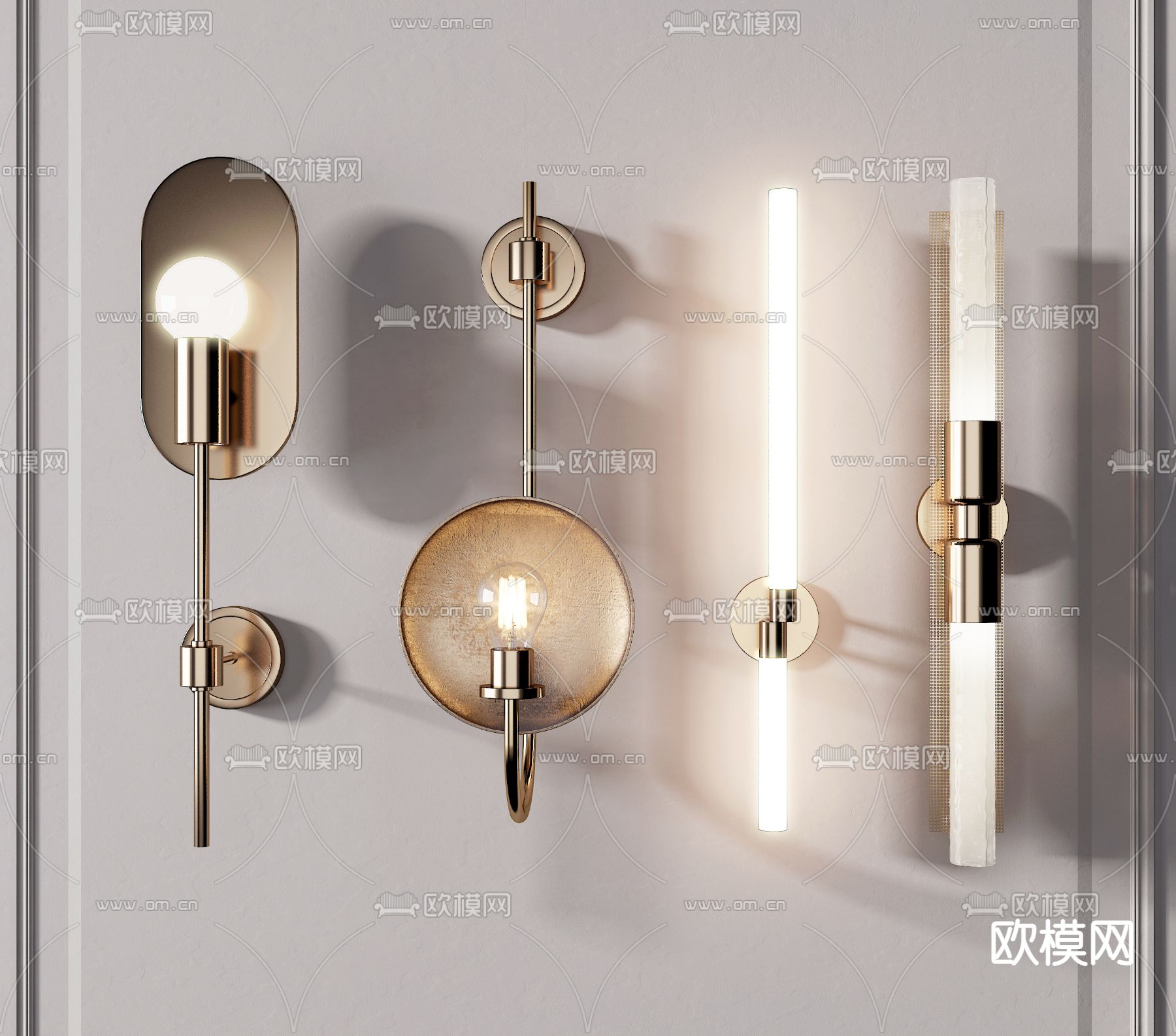现代金属壁灯3d模型下载