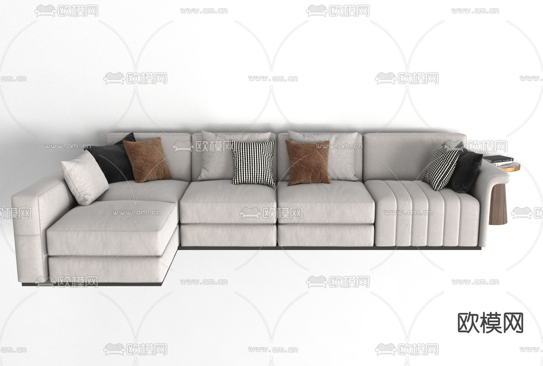 现代布艺拐角多人沙发免费3d模型下载