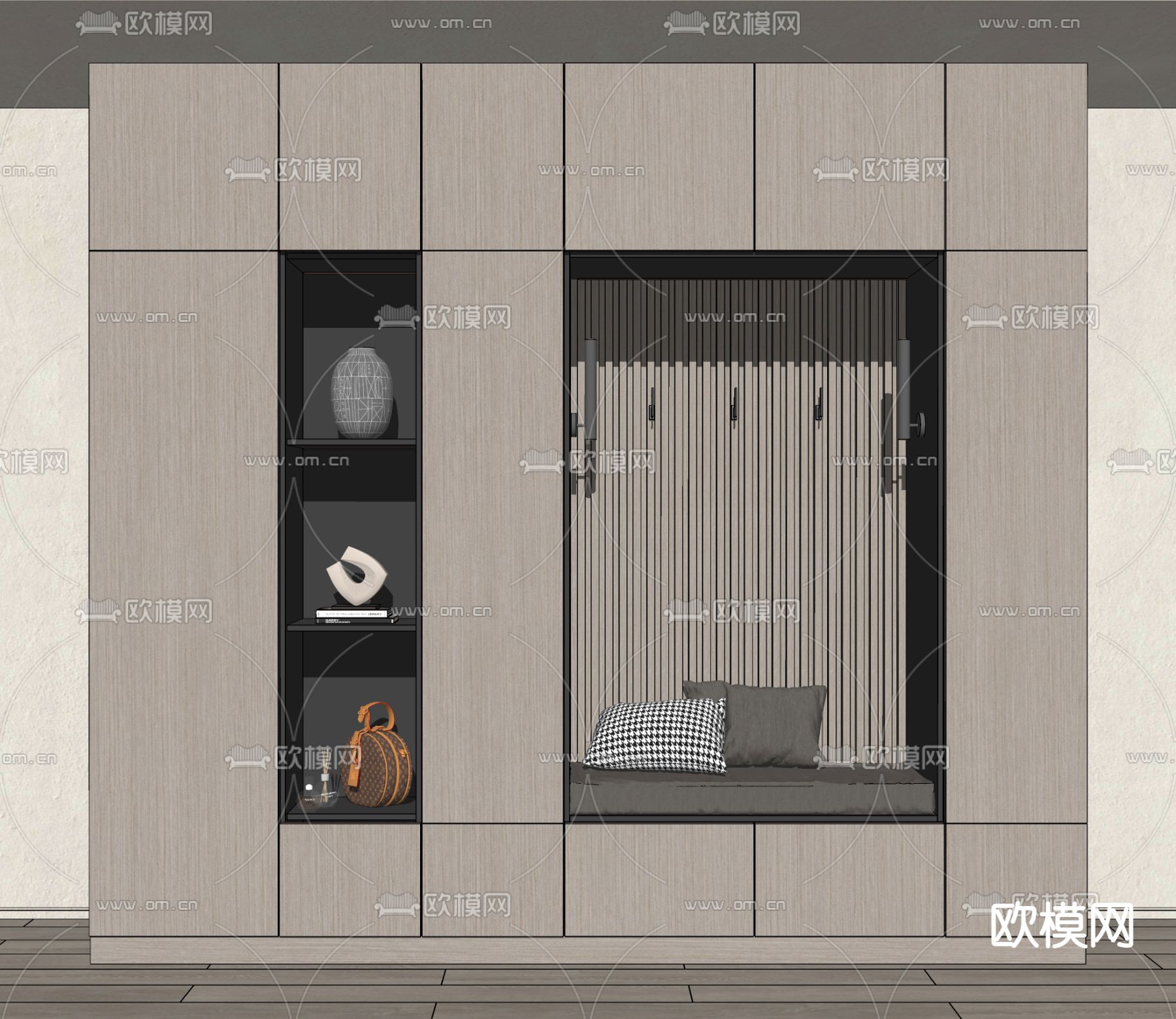 现代玄关柜su模型