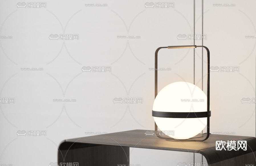 现代亚克力圆球台灯3d模型下载(渲染图4)