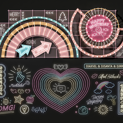  现代美陈霓虹灯su模型 