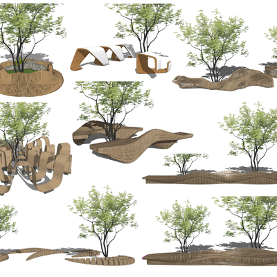  现代景观座椅su模型 