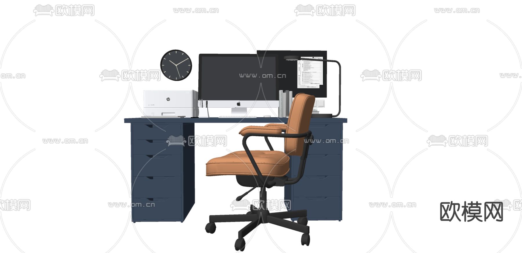 现代办公桌su模型