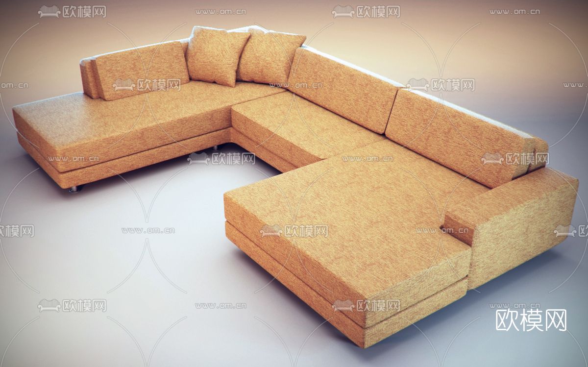 现代转角多人沙发免费3d模型下载