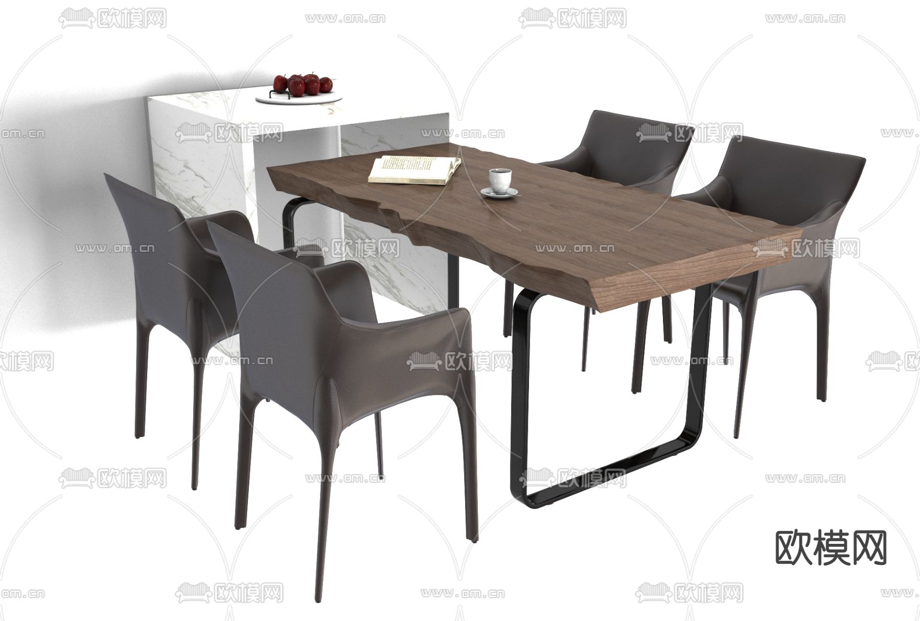 现代中岛餐桌椅免费3d模型下载