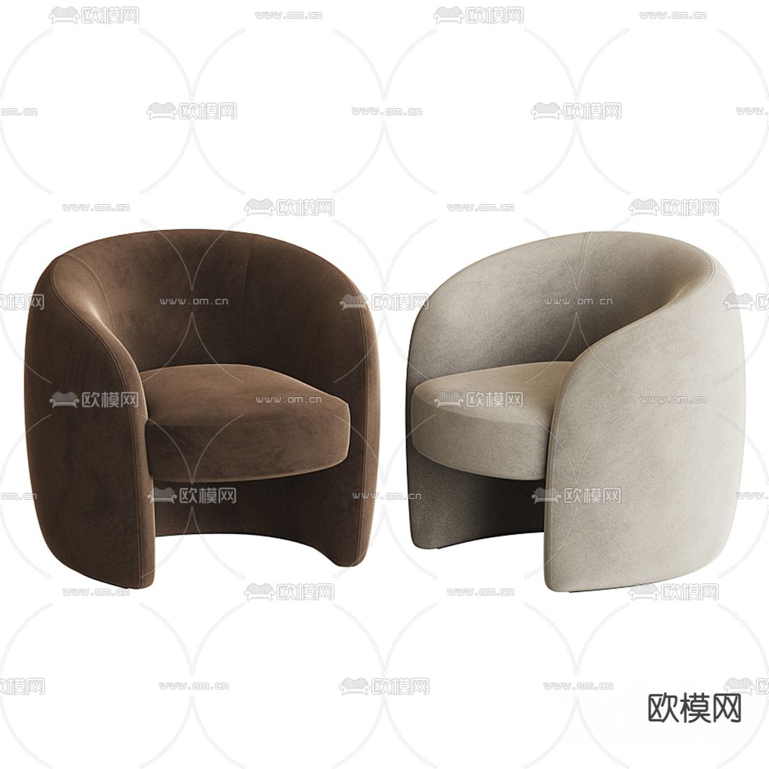 现代布艺休闲椅3d模型下载（渲染图3）