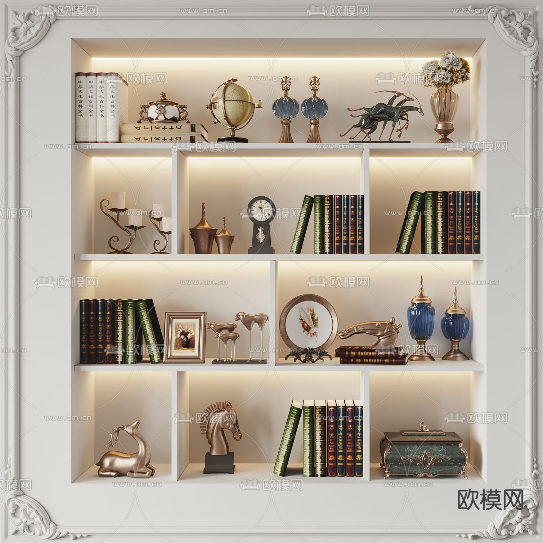 欧式书籍雕塑摆件3d模型下载