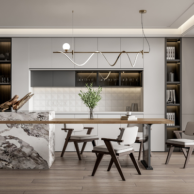 现代餐厅su模型