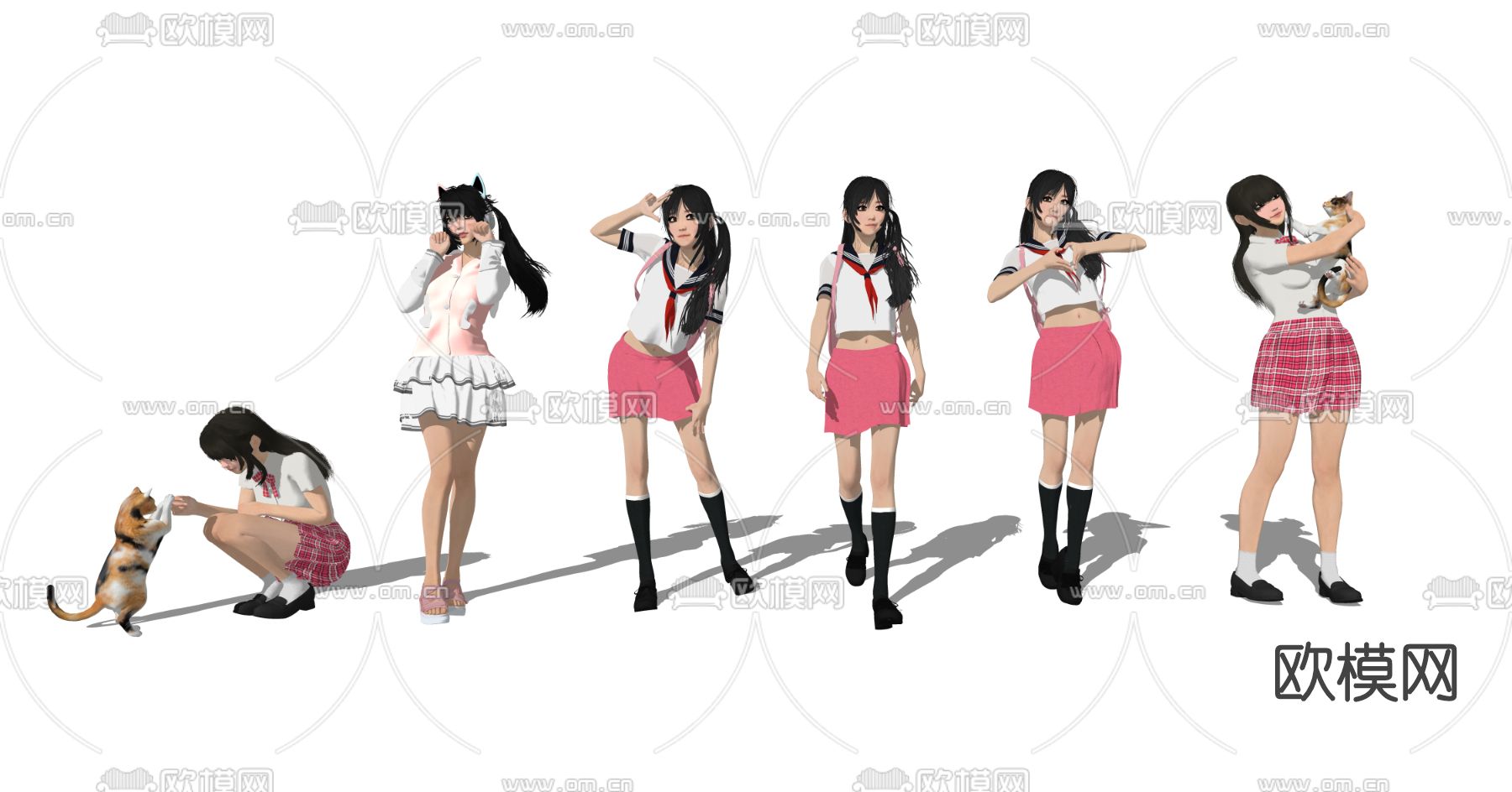 现代美女人物su模型下载（渲染图2）