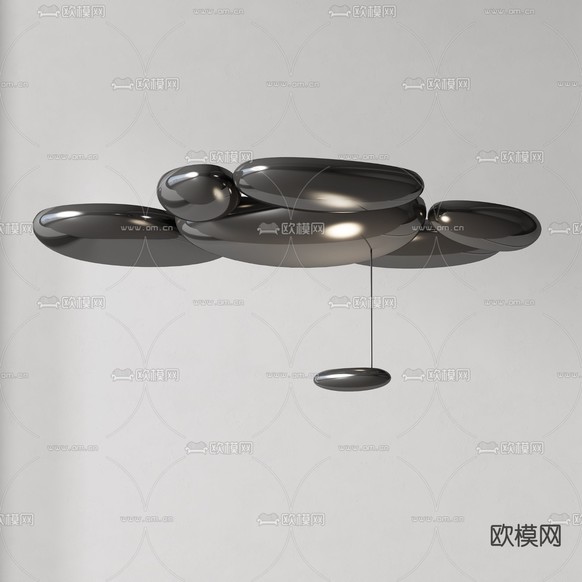 现代金属吸顶灯3d模型下载(渲染图3)
