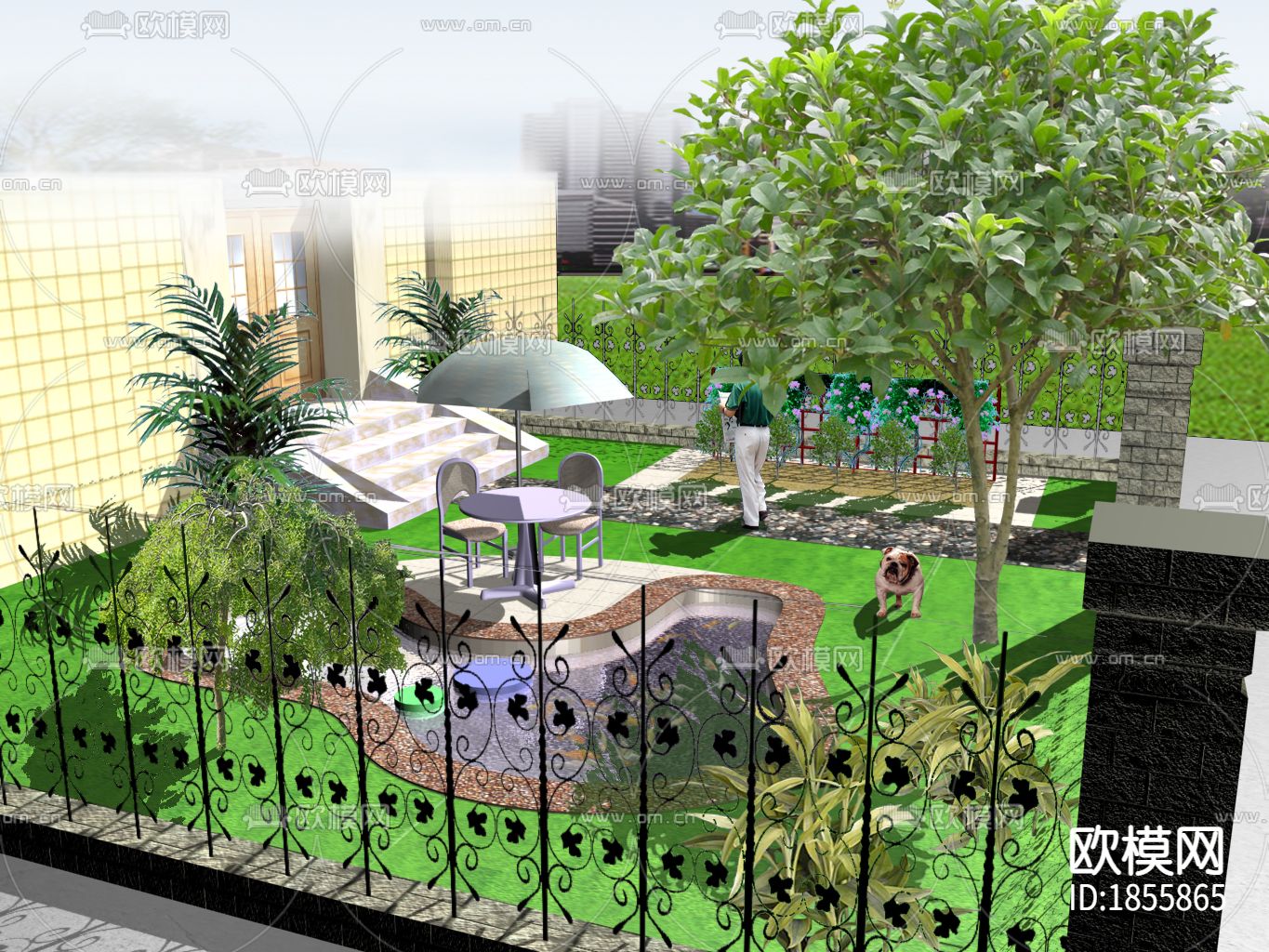 别墅花园cad施工图下载（渲染图8）