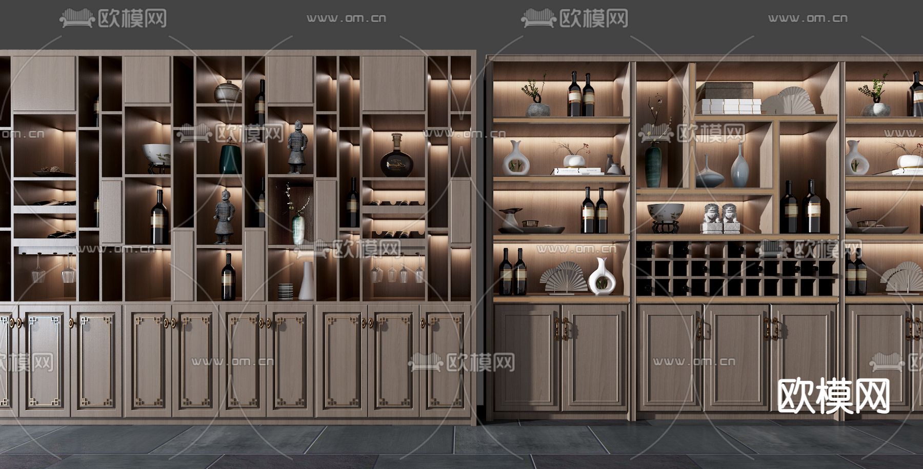 新中式实木装饰柜酒柜3d模型