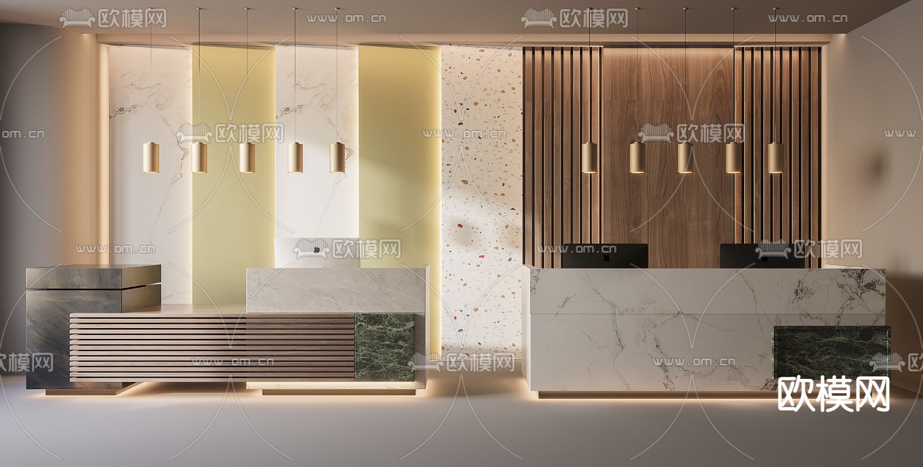 现代前台接待台3d模型下载