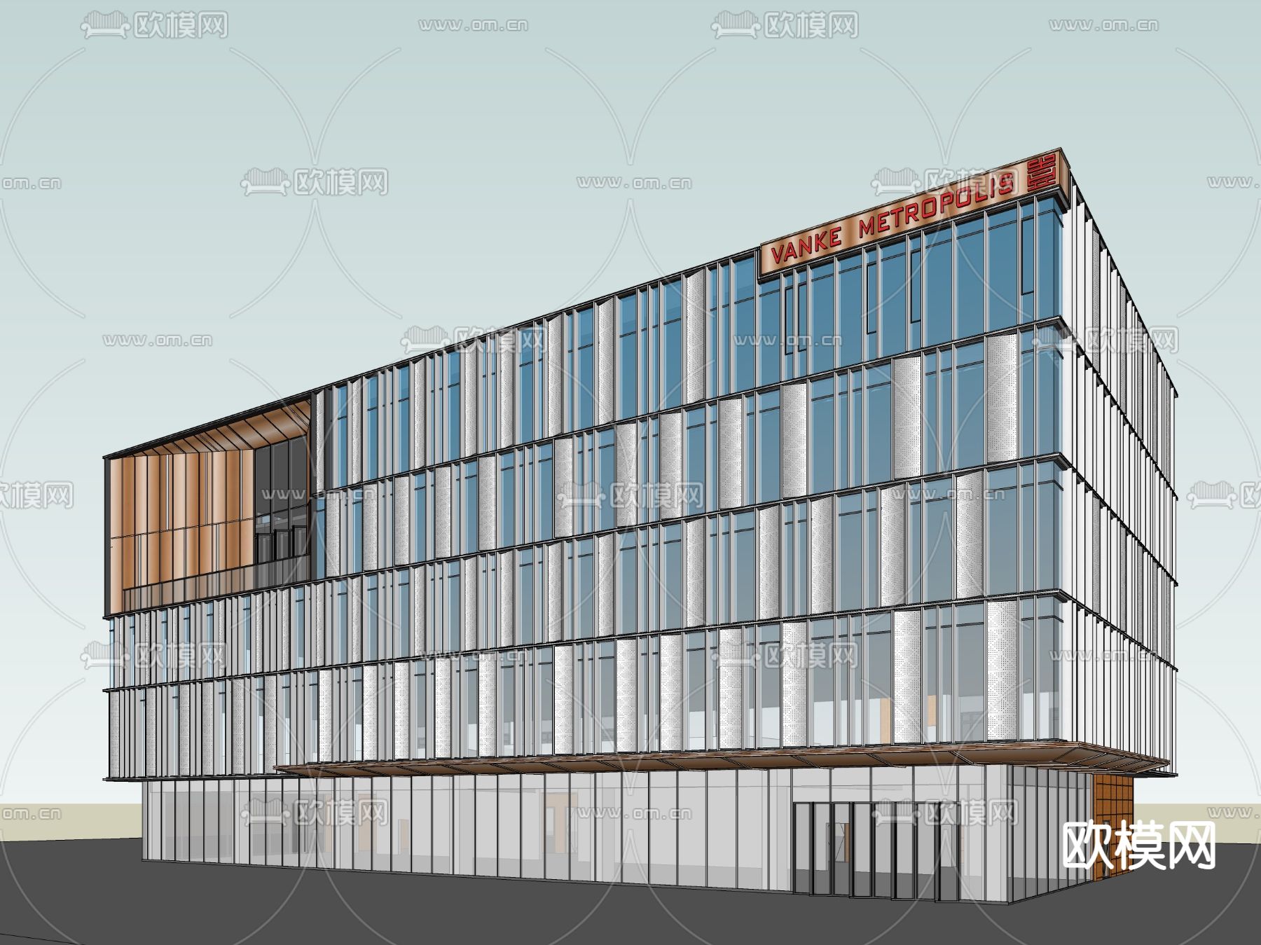 现代售楼处建筑su模型下载（渲染图3）