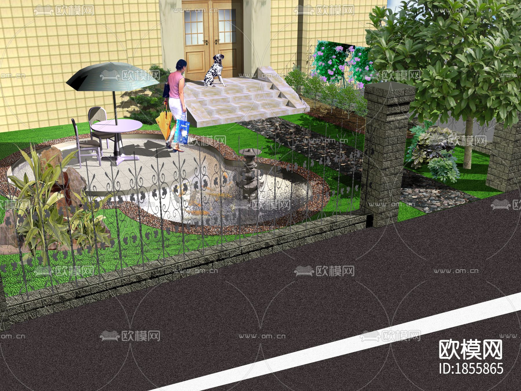 别墅花园cad施工图下载（渲染图10）