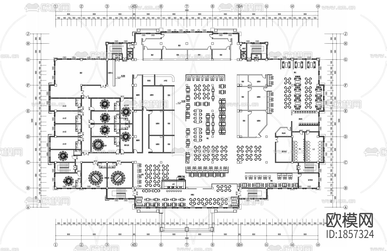 商场美食城cad施工图下载（渲染图1）