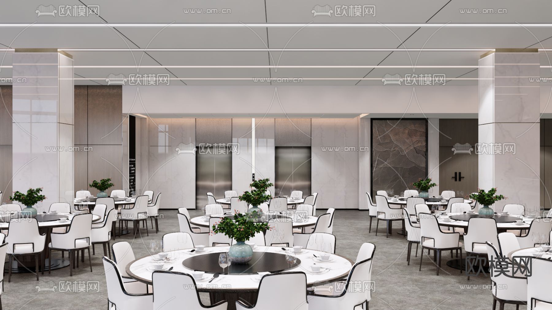 现代中餐厅su模型下载（渲染图2）
