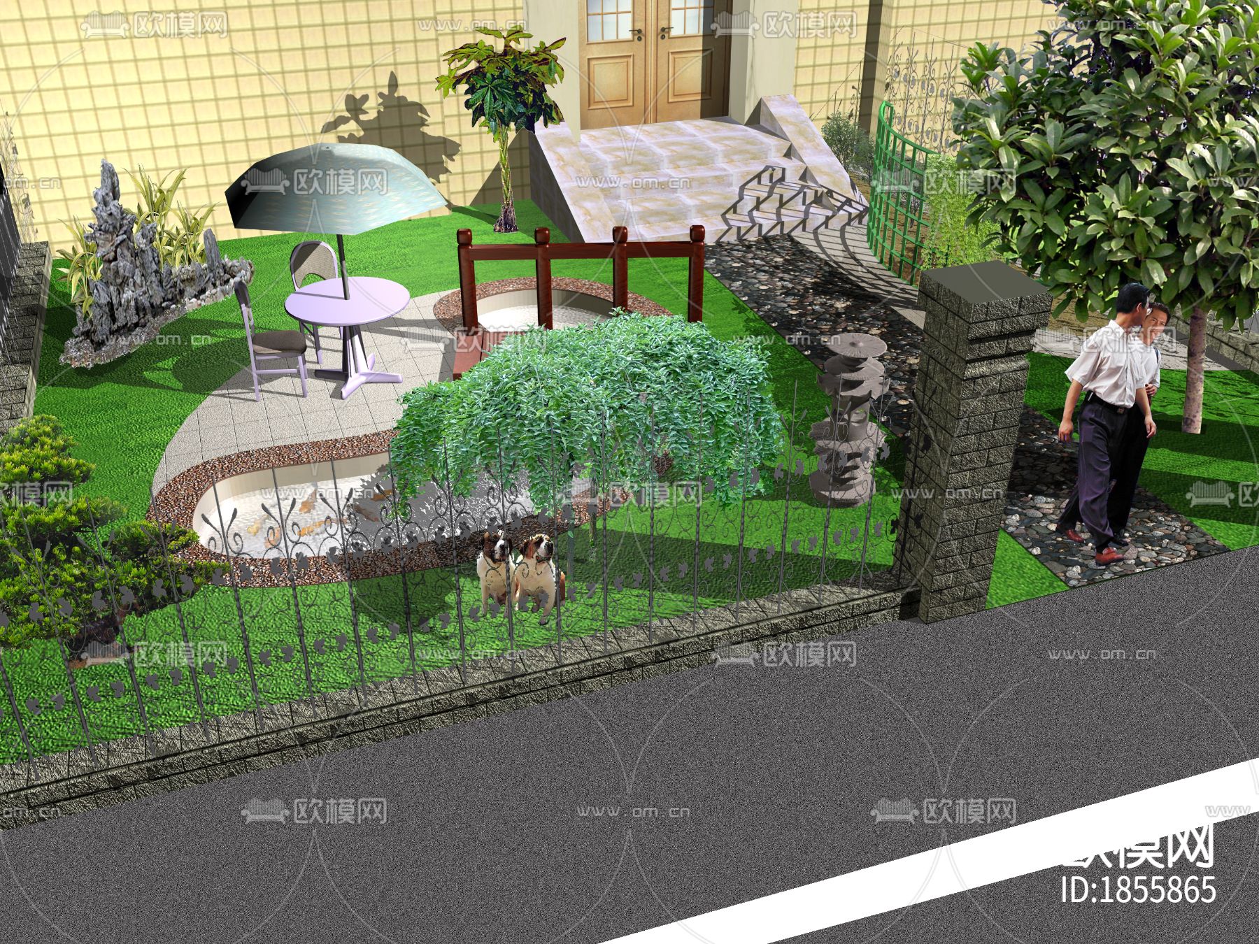 别墅花园cad施工图下载（渲染图9）