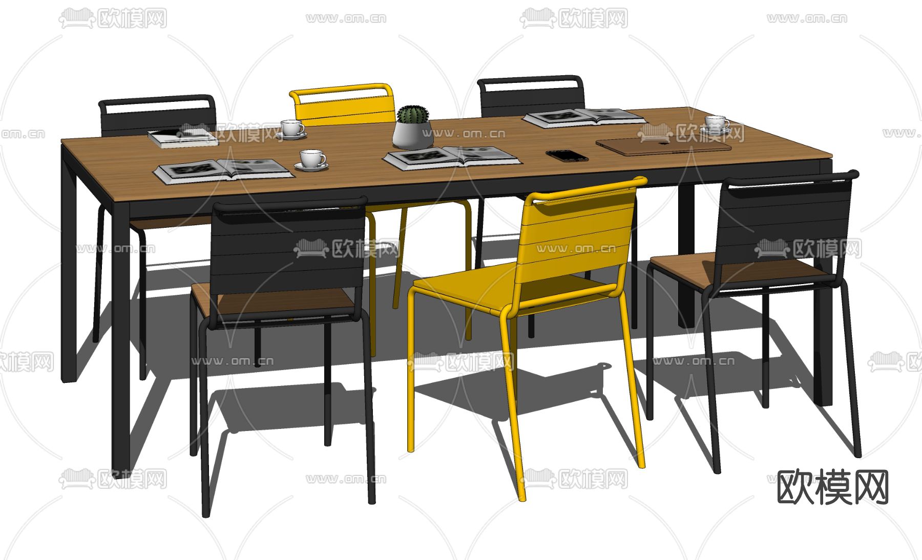 现代书桌椅su模型下载