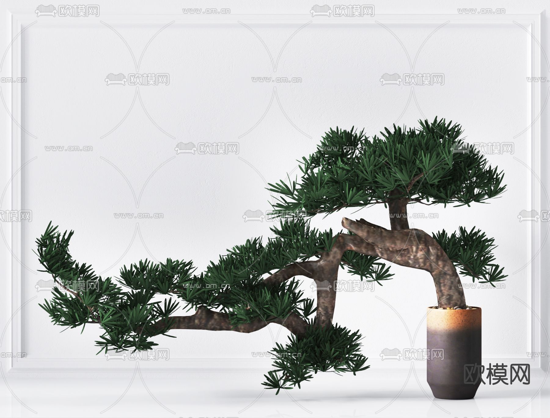 新中式松树盆栽免费3d模型下载