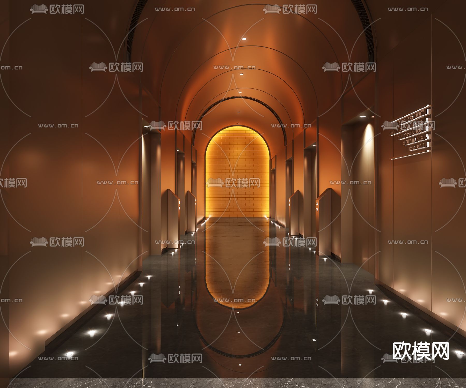 现代电梯厅3d模型下载