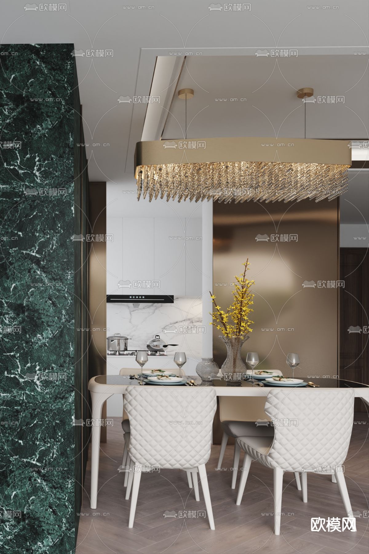 GND恩嘉设计 现代轻奢餐厅3d模型下载